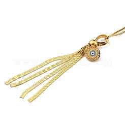 304 Stainless Steel Evil Eye & Chains Tassel Pendant Necklaces for Women&nbsp;NJEW-G101-01G
