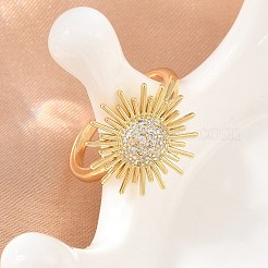 Sun Brass Micro Pave Cubic Zirconia Cuff Open Rings for Women&nbsp;CU-CBA0A21-05G