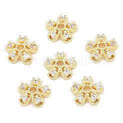 Brass Micro Pave Clear Cubic Zirconia Bead Caps&nbsp;X-KK-N259-08