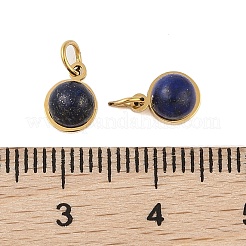 Ion Plating(IP) Natural Lapis Lazuli Half Round Charms with Jump Ring&nbsp;STAS-A097-05G-12