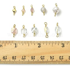 20Pcs 10 Styles Faceted Clear Glass Oval Connector Charms and Natural Agate(Dyed & Heated) Faceted Round Links&nbsp;KK-FS0001-91