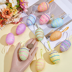 2 Sets 2 Styles Easter Egg Foam Glitter Powder Pendant Decorations&nbsp;AJEW-SP0004-78B