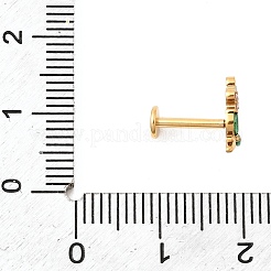 F136 Titanium Pave Pink and Green Cubic Zirconia Flower Internally Threaded Labrets&nbsp;ME-CBA9828-04G