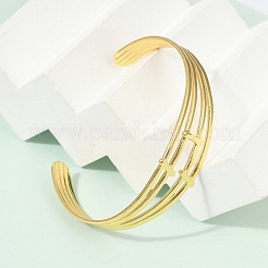Hollow Out 304 Stainless Steel Cuff Bangles for Women&nbsp;BJEW-Z097-03G