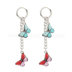 Alloy Enamel Butterfly Dangle Hoop Earrings&nbsp;EJEW-JE05057