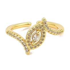 Brass Micro Pave Cubic Zirconia Cuff Rings for Women&nbsp;RJEW-S392-16G