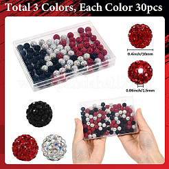 90Pcs 3 Styles Pave Disco Ball Beads&nbsp;RB-LT0001-01E