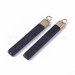 Top Golden Plated Synthetic Blue Goldstone Pendants&nbsp;X-G-S359-028B