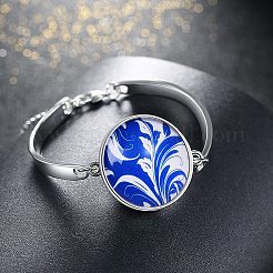 50Pcs Blue and White Printed Glass Cabochons&nbsp;GGLA-SZ0001-23