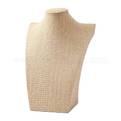 Wooden Covered with Imitation Burlap Necklace Displays&nbsp;NDIS-K001-B15