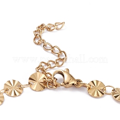 PVD Vacuum Plating 304 Stainless Steel Flat Round Link Chain Bracelets&nbsp;BJEW-I295-05B-G