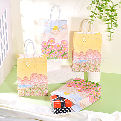 10Pcs 2 Colors Paper Flower Pattern Printed Carry Storage Tote Bags&nbsp;ABAG-TA0001-49A