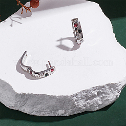6 Pairs Zinc Alloy Rhinestone Oval Hoop Earrings&nbsp;EJEW-WR0001-010P