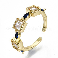 Brass Micro Pave Cubic Zirconia Cuff Rings&nbsp;RJEW-N032-005-NF