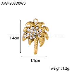 304 Stainless Steel Micro Pave Clear Cubic Zirconia Charms&nbsp;CU-OY001-35G