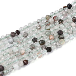 Natural Green Lodolite Quartz/Garden Quartz Beads Strands&nbsp;G-T143-01