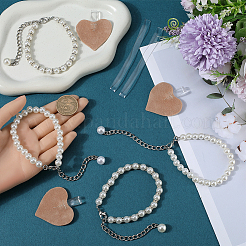 2 Sets 2 Styles Plastic Imitation Pearl Beaded Shoelace Bands&nbsp;FIND-GF0007-06B