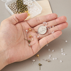 Brass Ball Post Stud Earring Findings&nbsp;KK-CD0001-04
