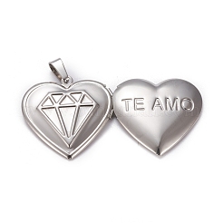 Tarnish Resistant 304 Stainless Steel Locket Pendants&nbsp;STAS-K197-05P