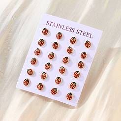 304 Stainless Steel Enamel Stud Earrings&nbsp;EJEW-B009-22G-01