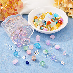 2 Sets 2 Styles DIY Lampwork Beads & Alloy Pendant & Link & Bead Caps Jewelry Findings Kits&nbsp;DIY-TA0011-61