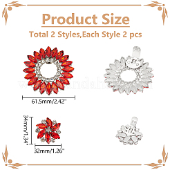 4Pcs 2 Styles Flower Alloy & Glass Shoe Buckle Clips&nbsp;AJEW-WR0002-32