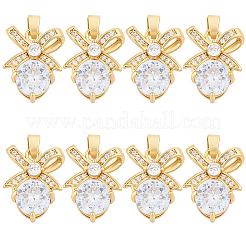 8Pcs Brass Micro Pave Cubic Zirconia Pendants&nbsp;FIND-BBC0004-28B-01