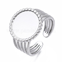 304 Stainless Steel Open Cuff Finger Ring Cabochon Settings&nbsp;STAS-T060-06