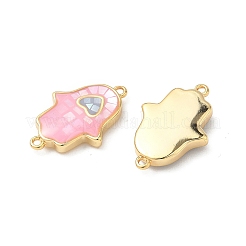 Brass Pave Shell Connector Charms&nbsp;KK-I357-04G-01