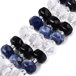 Natural Obsidian & Sodalite & Quartz Crystal Beads Strands&nbsp;G-Q614-03A-04