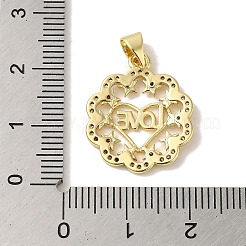 Rack Plating Brass Micro Pave Clear Cubic Zirconia Pendants&nbsp;KK-P267-11D-G