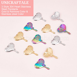 12Pcs 3 Colors 304 Stainless Steel Pendants&nbsp;STAS-UN0039-27