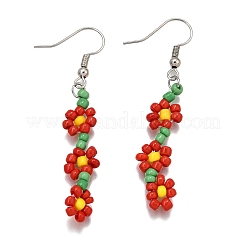 4Pairs Handmade Glass Seed Beads Dangle Earrings&nbsp;EJEW-TA00654