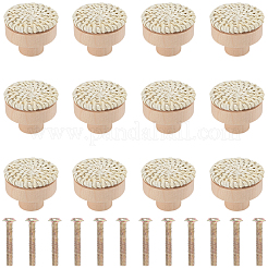 Rattan Woven & Wood Round Drawer Knobs&nbsp;DIY-WH20410-01B