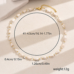 Bohemian Style Natural Shell & Brass & Glass Seed Beaded Necklace for Women Vacation Party&nbsp;PS4119-2