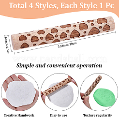 4Pcs 4 Styles Wood Handle Clay Texture Roller&nbsp;TOOL-CN0001-10