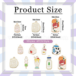 36Pcs 9 Styles Rack Plating Alloy Enamel Pendants&nbsp;ENAM-TA0003-67