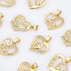 10Pcs 5 Style Brass Micro Pave Clear Cubic Zirconia Pendants&nbsp;ZIRC-NB0001-76