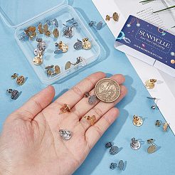 40Pcs 2 Colors Ion Plating(IP) 304 Stainless Steel Stud Earring Findings&nbsp;STAS-SC0005-32