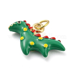 Dinosaur Rack Plating Brass Enamel Pendants&nbsp;X-KK-Q804-13G