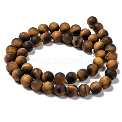 Natural Frosted Tiger Eye Round Bead Strands&nbsp;G-M064-8mm-02