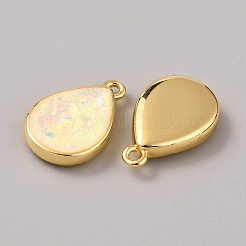 Brass Resin Imitation Opal Pendants&nbsp;KK-WH0054-67G