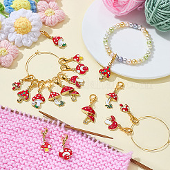 16Pcs 8 Styles Mushroom Alloy Enamel Pendant Locking Stitch Markers&nbsp;HJEW-HY00115