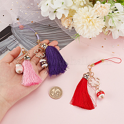 3Pcs 3 Colors Cartoon Lucky Cat Straps Mobile Phone Lanyard&nbsp;AJEW-OC0004-03