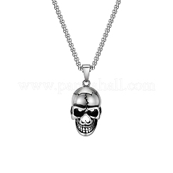 Stainless Steel Halloween Skull Pendant Box Chain Necklaces for Men&nbsp;PW-WGF912C-01