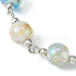 Resin with Gold Foil Round Beaded Chain Bracelet&nbsp;BJEW-JB09474-01