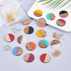DIY 8 Pairs Flat Round Resin & Walnut Wood Earring Makings&nbsp;DIY-FH0001-93