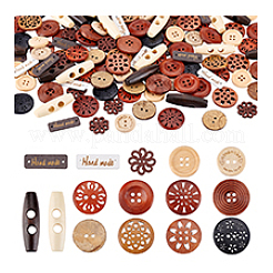 150Pcs 15 Styles Wooden Buttons&nbsp;DIY-PH0031-07