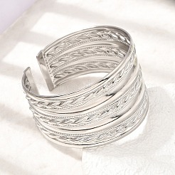 37.5MM 304 Stainless Steel Textured Multi-Strand Wide Cuff Bangles for Women&nbsp;SA-CBAB767-28P