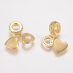 Brass Micro Pave Cubic Zirconia European Dangle Charms&nbsp;ZIRC-E146-02G
